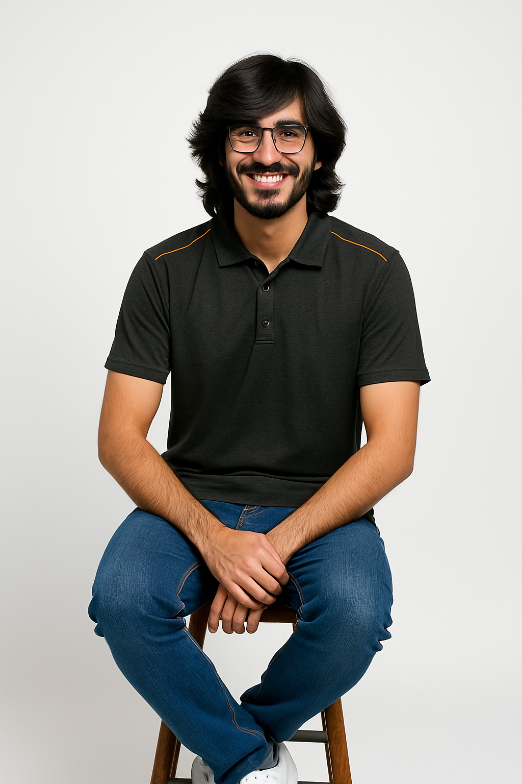 Men’s Black Polo with Yellow Piping – Sleek, Sporty, and Sharp