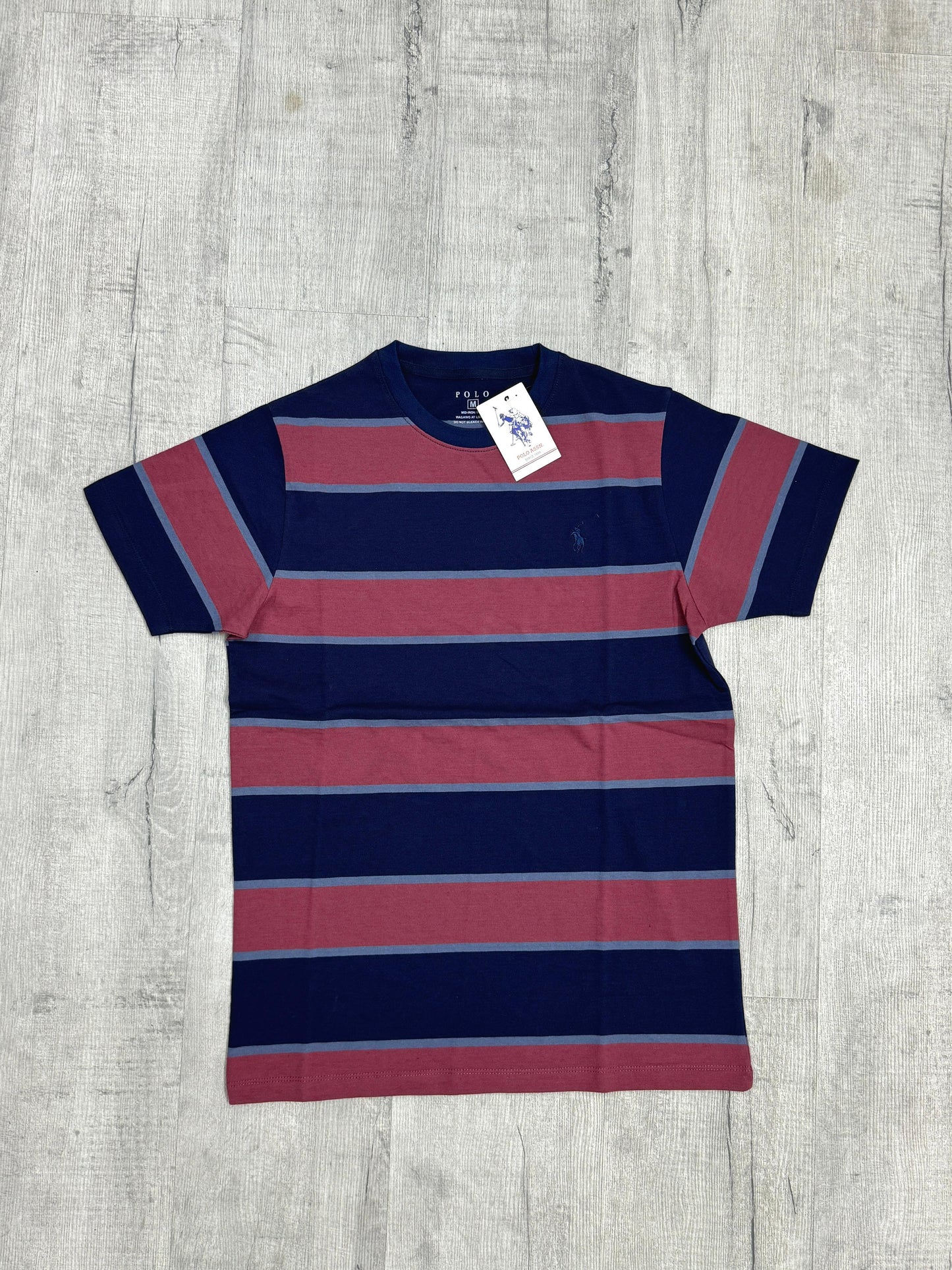 Men’s Striped Cotton T-Shirt – Navy & Maroon