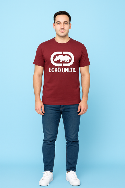 Men’s ECKŌ UNLTD. Maroon T-Shirt – Bold, Iconic Street Style