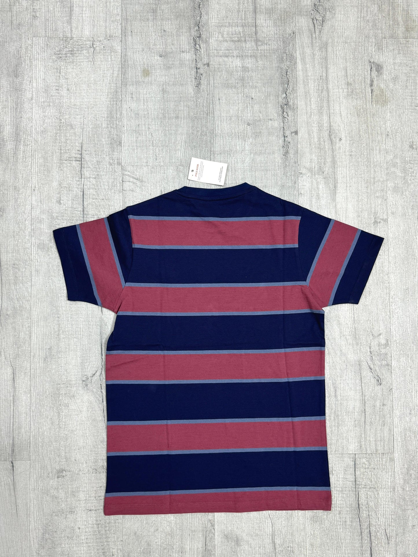 Men’s Striped Cotton T-Shirt – Navy & Maroon
