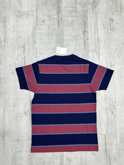 Men’s Striped Cotton T-Shirt – Navy & Maroon