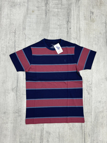 Men’s Striped Cotton T-Shirt – Navy & Maroon