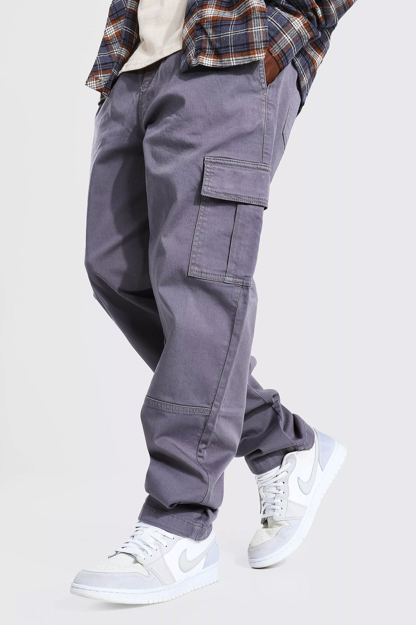 ELASTIC WAIST STRAIGHT LEG TWILL CARGO TROUSER