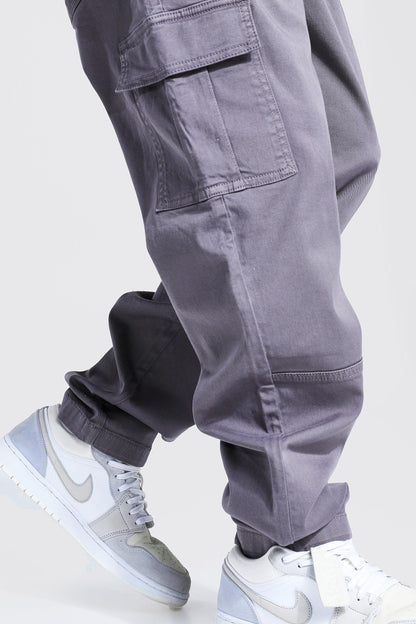 ELASTIC WAIST STRAIGHT LEG TWILL CARGO TROUSER